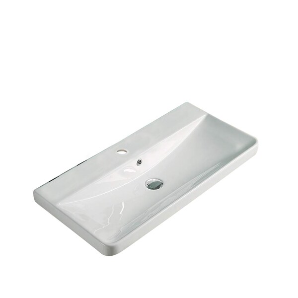 31.89 W 1 Hole Ceramic Top Set In White Color, Overflow Drain Incl.
